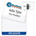 Custom Vinyl Name Tag Holder with Pin/ Clip Attachment (1 Color)